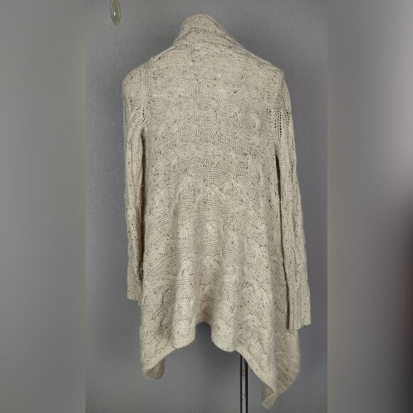 Anthropologie Sleeping On Snow Wool Blend Open Front Cardigan Beige Size Medium - Picture 4 of 11